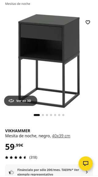 Mesita de noche Ikea negra