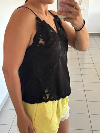 Top Alma en Pena Negro y Amarillo Talla L