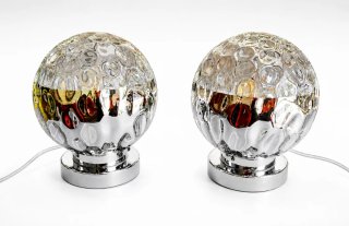 Pareja Lámparas Space Age Bubble Glass Cromadas