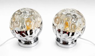 Pareja Lámparas Space Age Bubble Glass Cromadas