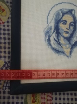 Quadro nossa Senhora, ponto de cruz bordado a mão
