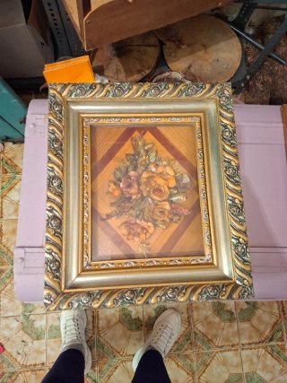 Cuadro decorativo floral dorado