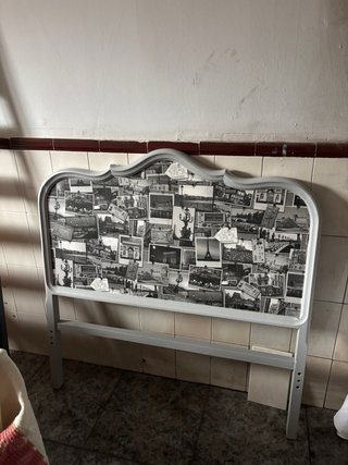 Cabecero Vintage Gris Madera/Metal 105cm