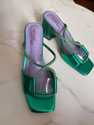 Sandalias Cesare Caspari Tacón Verde