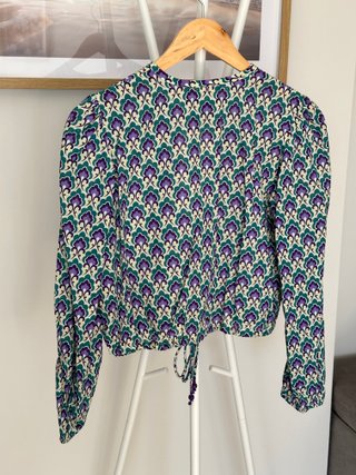 Conjunto Zara floral lila y verde talla S