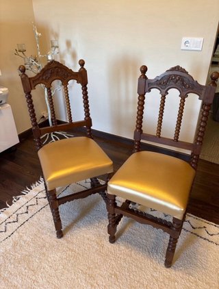 Sillas vintage madera doradas