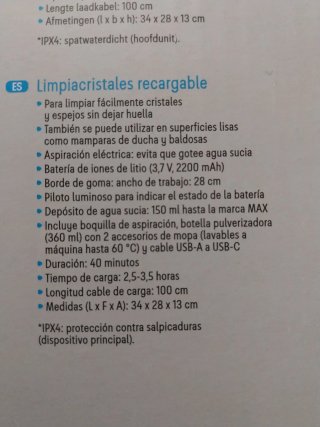 Limpiacristales recargable
