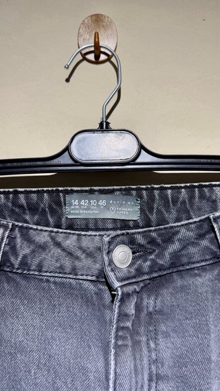 Jeans Rectos Anchos Gris Lavado Primark Talla 42