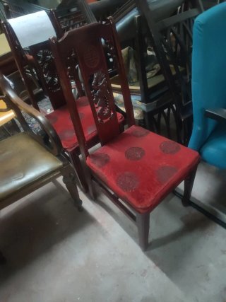 Silla Vintage Madera y Terciopelo Estilo Asiático