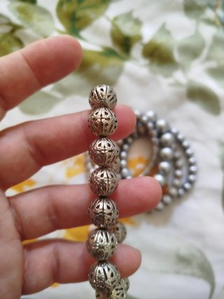 Pack 5 Pulseras Bolas Metal Plateadas