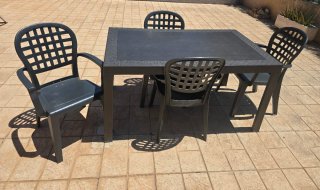 Conjunto Jardin  Mesa y 4 sillas terraza negro/gr