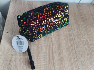 Neceser negro lentejuelas multicolor