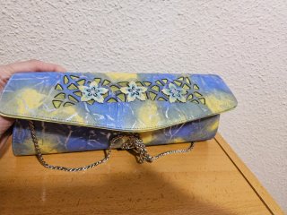Bolso de mano mujer azul y amarillo