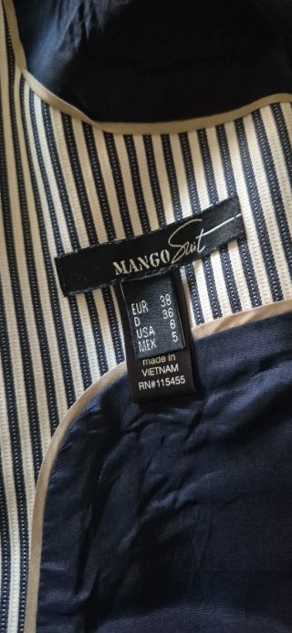 Americana Mango Rayas Blanco y Azul