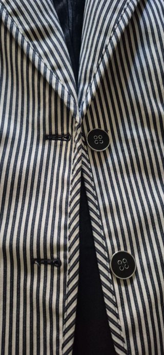 Americana Mango Rayas Blanco y Azul