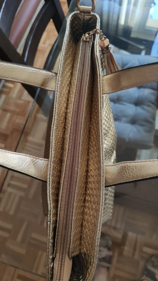 Bolso piel dorado trenzado