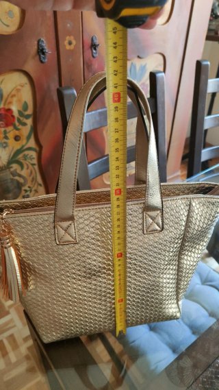 Bolso piel dorado trenzado