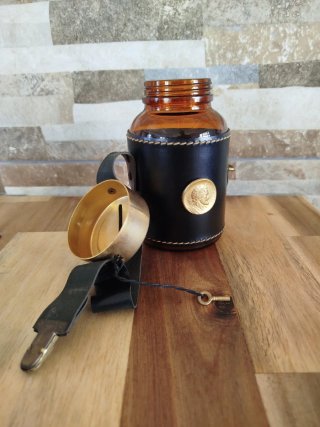 Hucha artesanal cristal ámbar con llave