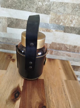 Hucha artesanal cristal ámbar con llave