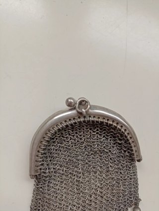 Monedero vintage malla metálica plateado