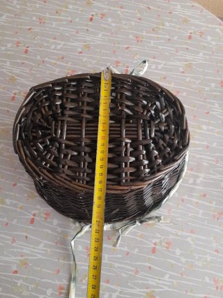 Cesta mimbre forrada tela cuadros