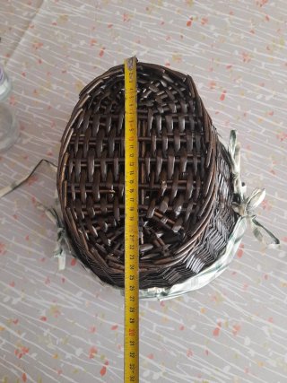 Cesta mimbre forrada tela cuadros
