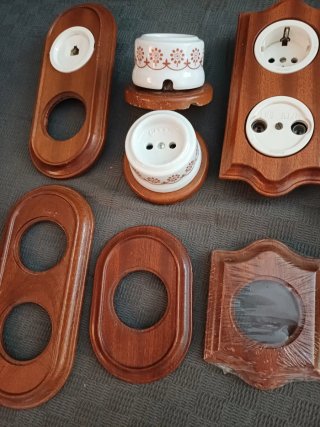 Interruptores y enchufes VINTAGE madera