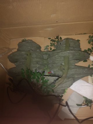 Fuente decorativa rocosa con plantas, para colgar