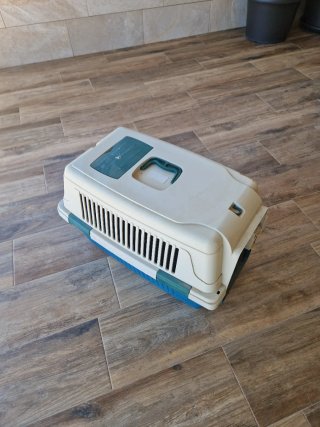 Transportín perro mediano beige y azul