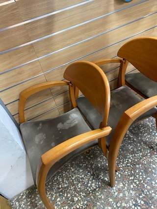 Sedie da pranzo in legno e velluto