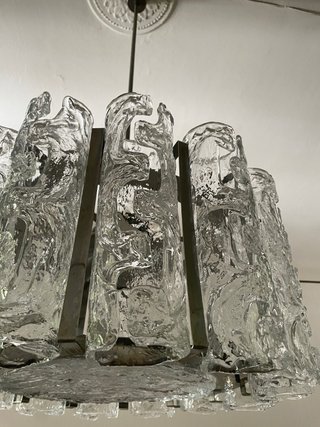Lampadario Brutalista Vetro Murano Anni '70