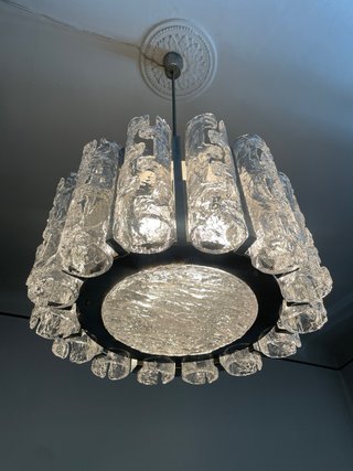 Lampadario Brutalista Vetro Murano Anni '70