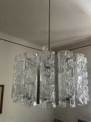 Lampadario Brutalista Vetro Murano Anni '70