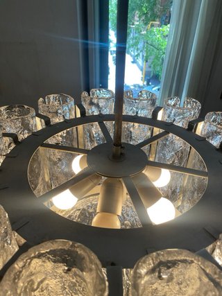 Lampadario Brutalista Vetro Murano Anni '70