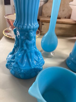 Conjunto de Opalinas  Opalina azul antigua