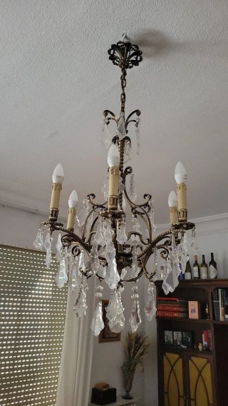 Lámpara de techo 6 brazos cristal