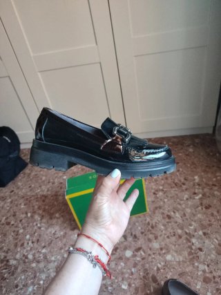 Mocasines Pitillos Charol Negro-Marrón Talla 38