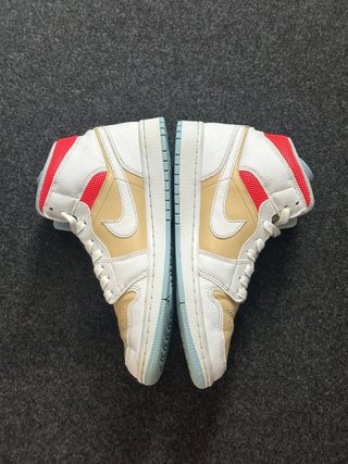 Nike Jordan 1 Mid Azzurro Bianco Beige Rosso 41