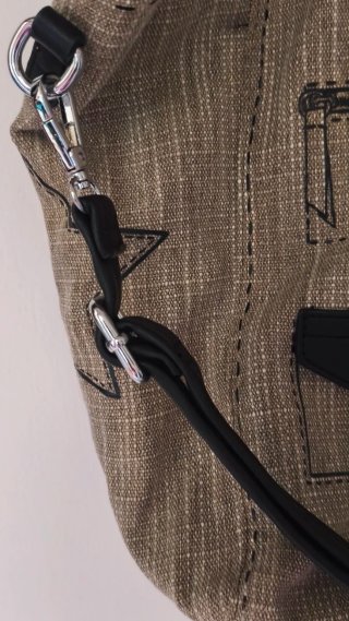 Borsa da spiaggia beige e nera