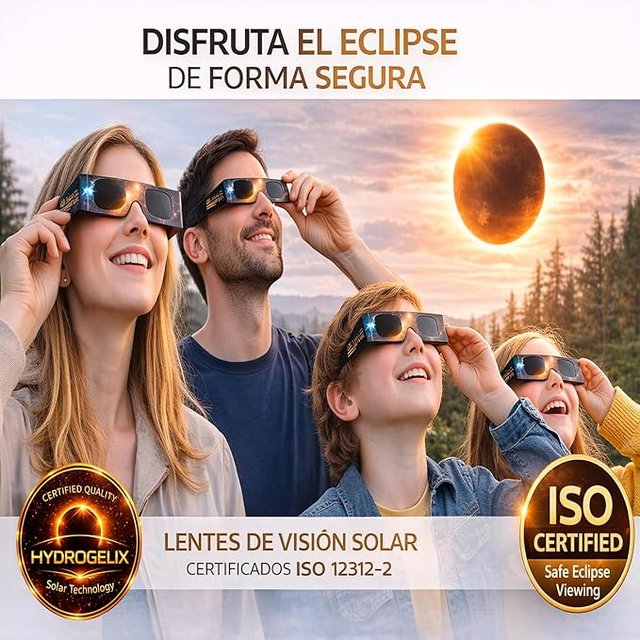 4 Gafas Eclipse Solar Hydrogelix Certificadas ISO
