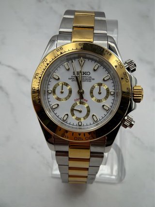 Seiko Mod Daytona Plata y Oro