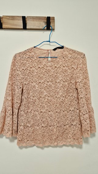 Blusa Zara Encaje Rosa Talla M