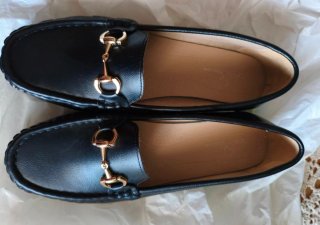 Mocasines mujer cuña negros