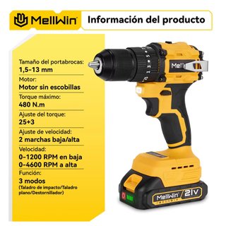 Taladro percutor 18V 13mm con 2 baterias