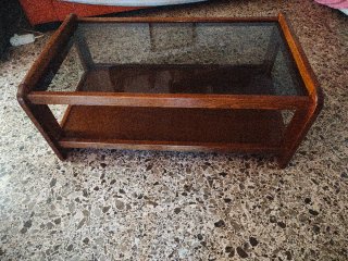 Mesa centro madera y cristal