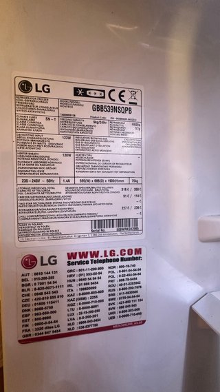Frigorífico Combi LG Plata GBB539NSQPB A++