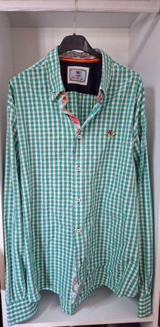 Camisa La Camiseria cuadros verde y blanco