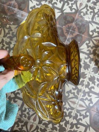 Cestino in vetro ambra con manico