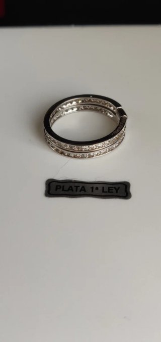 Anillo Doble Plata 925 CZ Rodiado