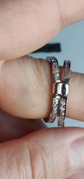 Anillo Doble Plata 925 CZ Rodiado